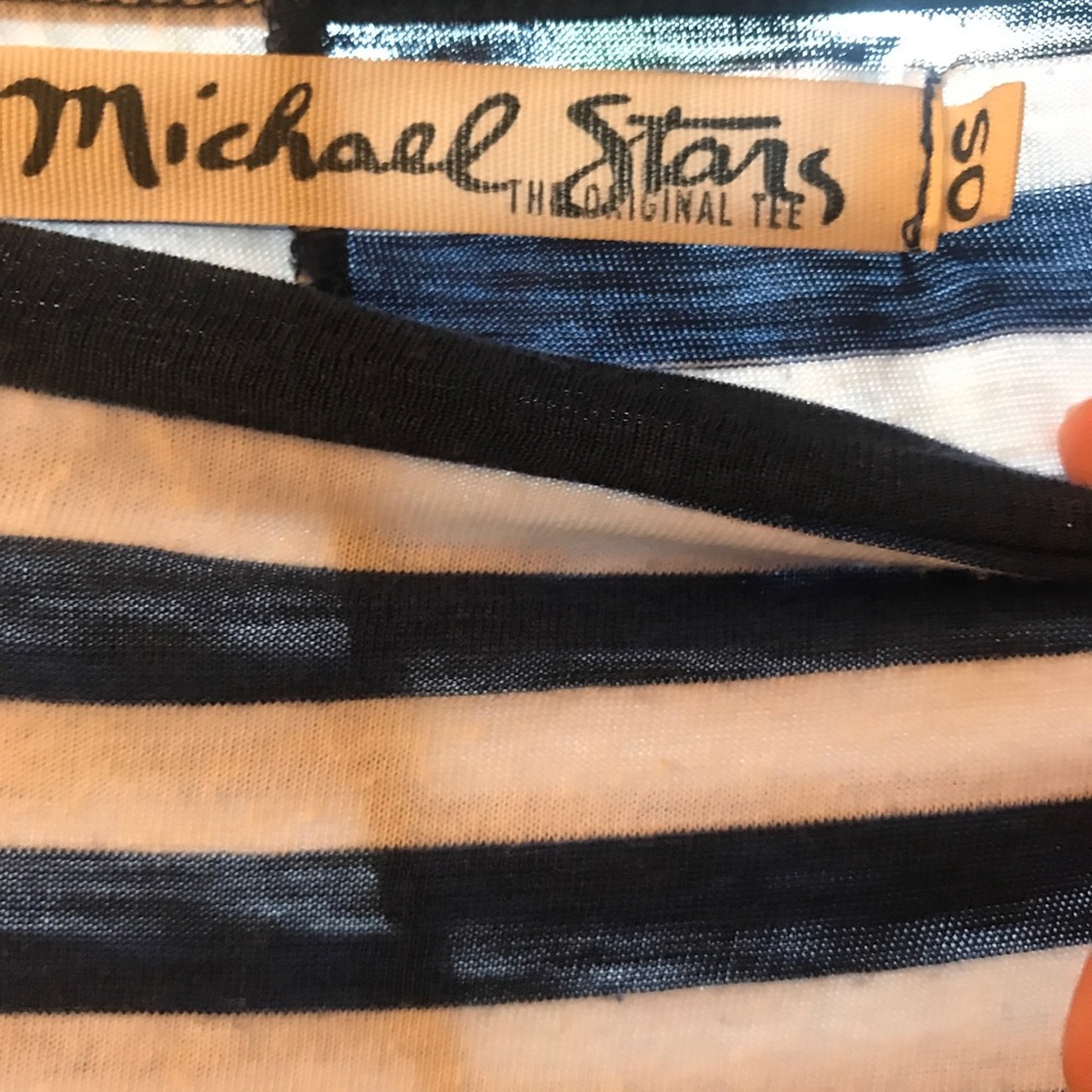 Micheal Stars one size blue/ white striped shirt
